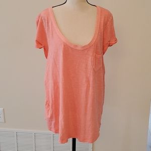Neon Orange Slub Knit T-Shirt